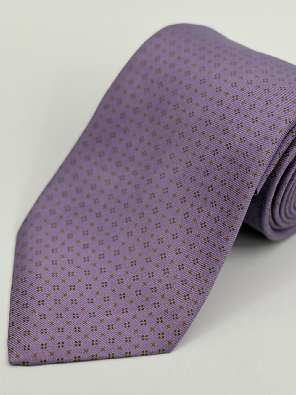 Sanseverino Napoli Purple Lilac Seven-Fold Hand Made Italy Silk Tie 60" x 3 7/8"